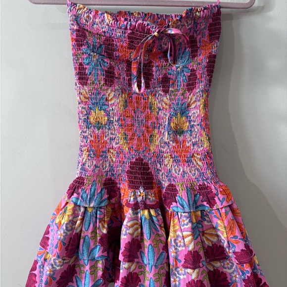 Olivaceous Floral Smocked Dress - Red and Pink - Picture 3 of 4